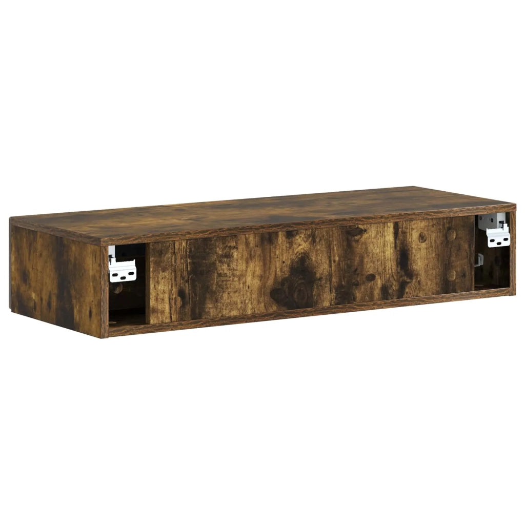 Tavolino da Parete Laterale Rovere Fumo 87,5 x 34,5 x 17 cm