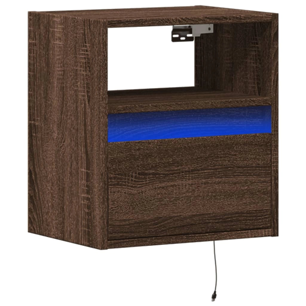 Mobile TV multimediale mensola TV credenza mobile TV parete attrezzata per sala da pranzo soggiorno camera da letto con luci LED rovere 41 x 31 x 45 cm marrone 02_0027951