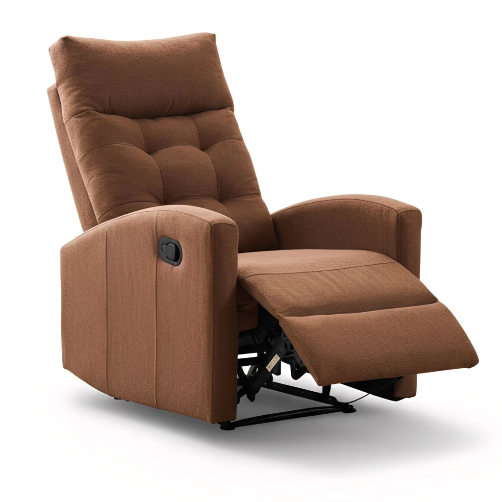 Marvin Poltrona Relax Reclinabile Manuale con Poggiapiedi Solena, Schienale Regolabile Seduta Ergonomica in Tess Marrone