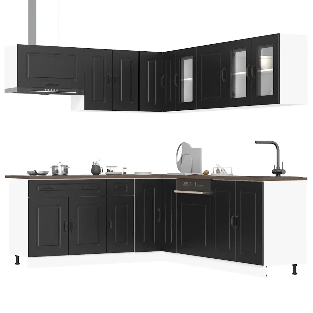Set Mobili da Cucina 11 pz Kalmar Neri Legno Multistrato 3314912