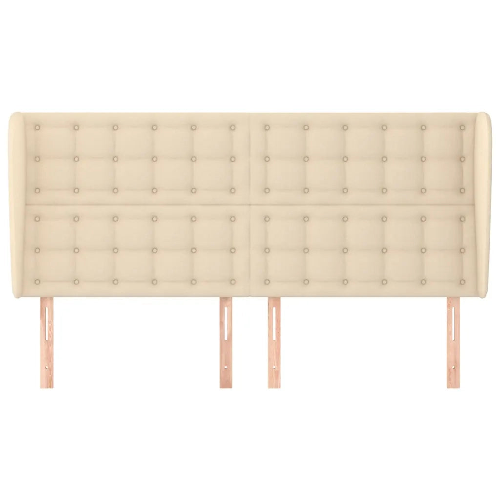 Testiera ad Orecchio-Testata con Orecchie Crema 203x23x118/128 cm in Tessuto 426490