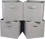 Opacchi ripiegabili per archiviazione, cassetti organizzatori e contenitori di archiviazione, contenitori per capi d'abbigliamento e giocattoli con maniglie, grigio (set da 4, 12*12*12 pollici)