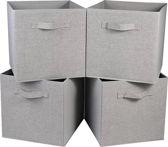 Opacchi ripiegabili per archiviazione, cassetti organizzatori e contenitori di archiviazione, contenitori per capi d'abbigliamento e giocattoli con maniglie, grigio (set da 4, 12*12*12 pollici)