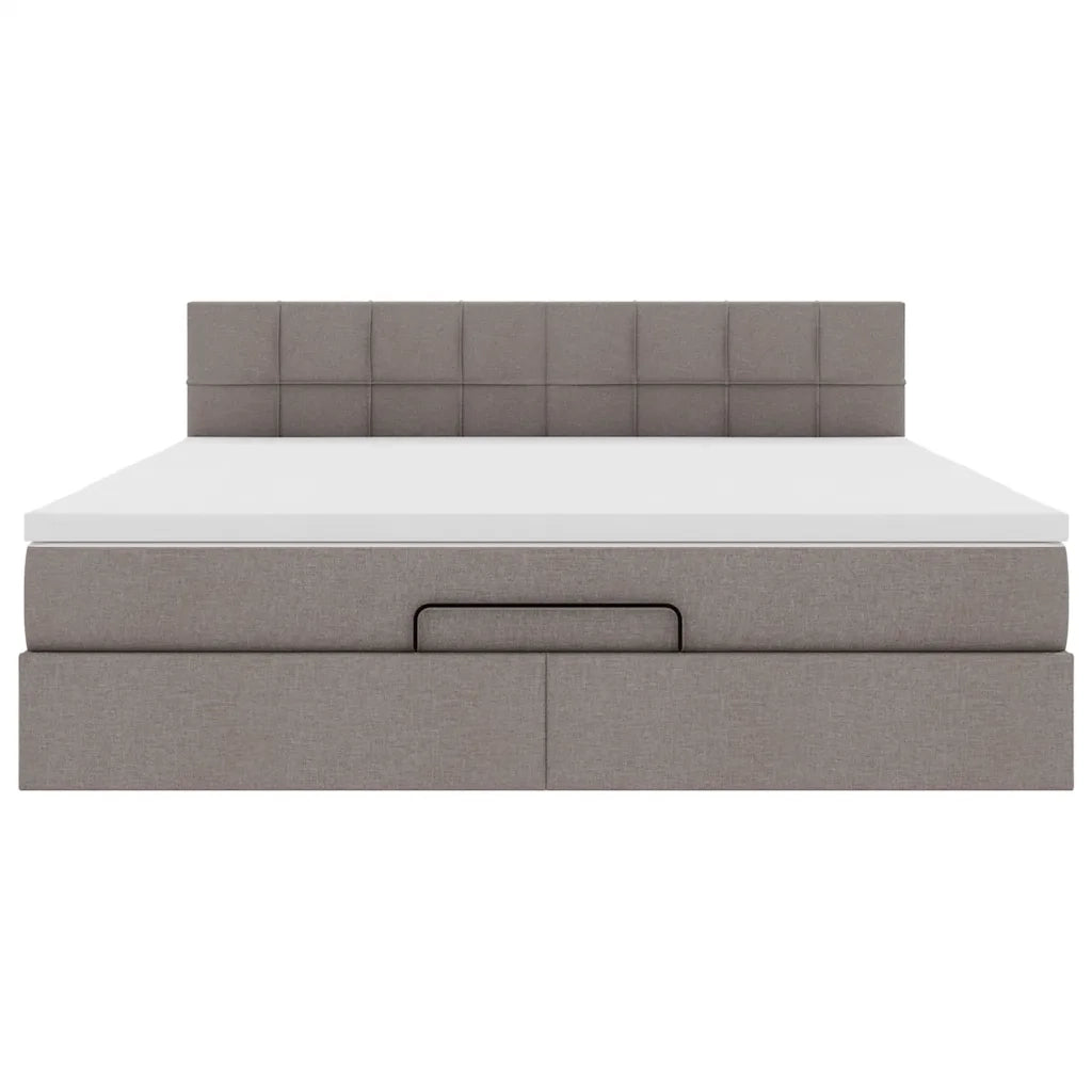 Struttura Letto Pouf con Materasso Tortora 160x200cm in Tessuto
