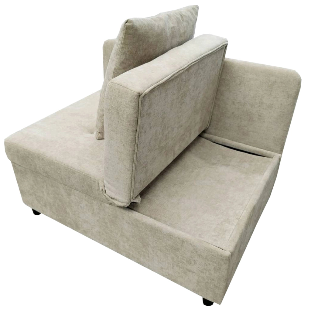 Divano Letto 3 in 1 in Tessuto di Lino, Schienale Reclinabile a 5 Posizioni, Beige, Struttura Salvaspazio
