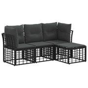 Set di divani da esterno | Set Salotto da Giardino Nero Poliestere