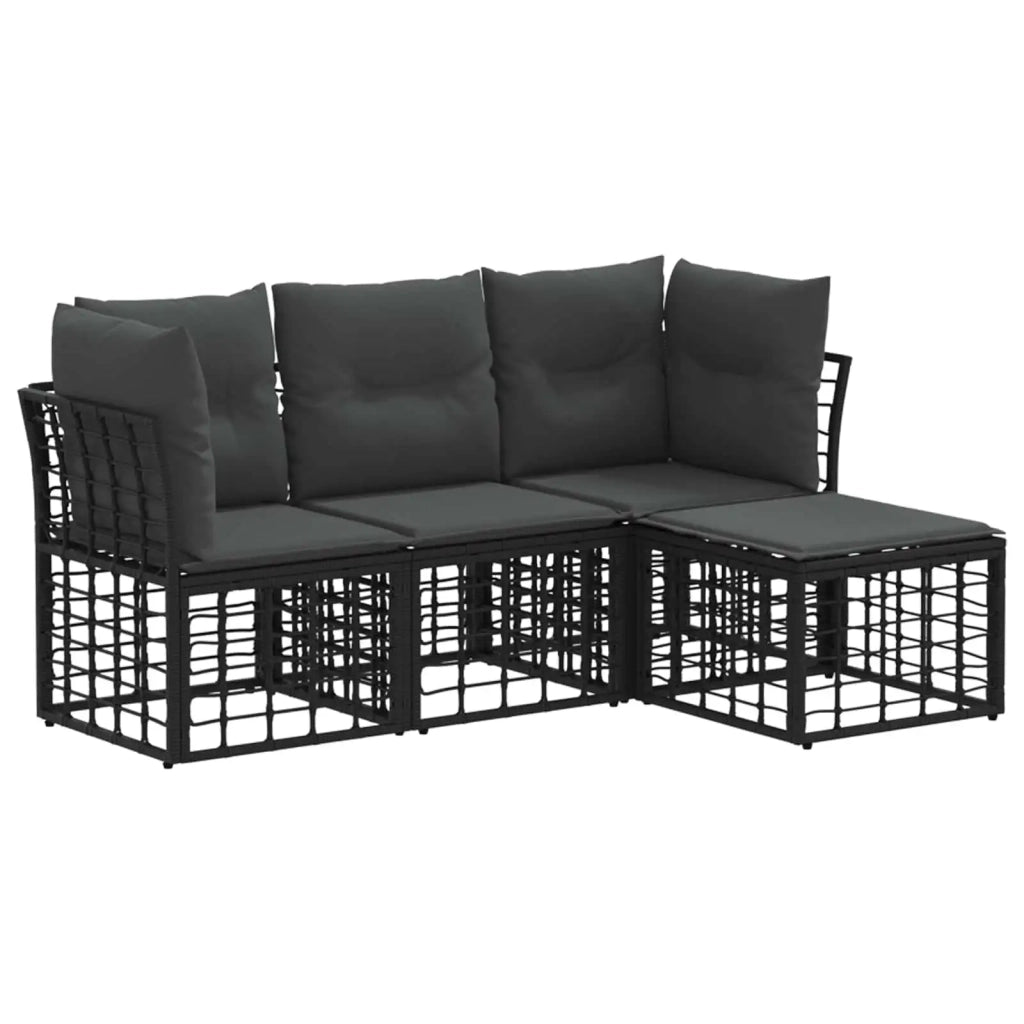 Set di divani da esterno | Set Salotto da Giardino Nero Poliestere
