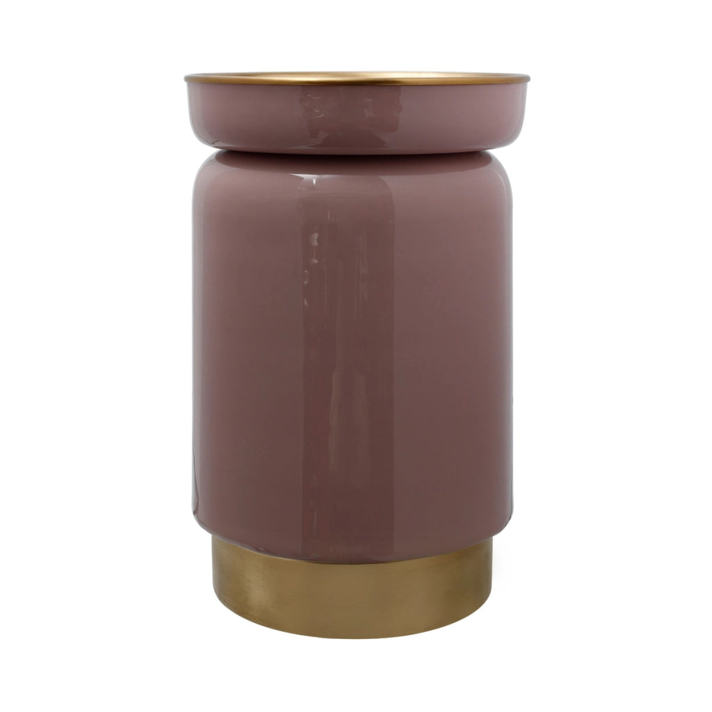 Tavolino Art Deco 175 in metallo rosa antico e oro
