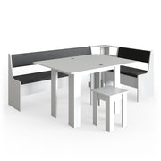 Vicco Gruppo panca ad angolo Bianco 210 x 41.5 cm con tavolo