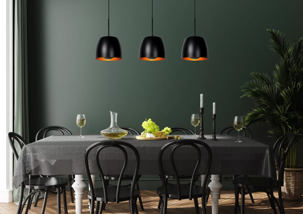 Lampada a sospensione nera/oro Nolan 3xE27 40W Lucide