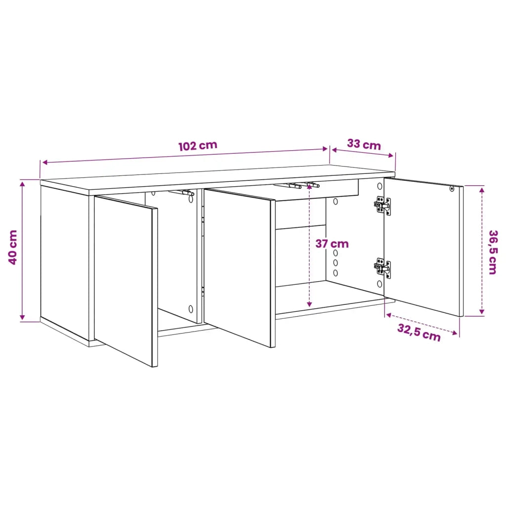 Mobile TV da Parete BORNE 102 x 33 x 40 cm Rovere Nero 8007164