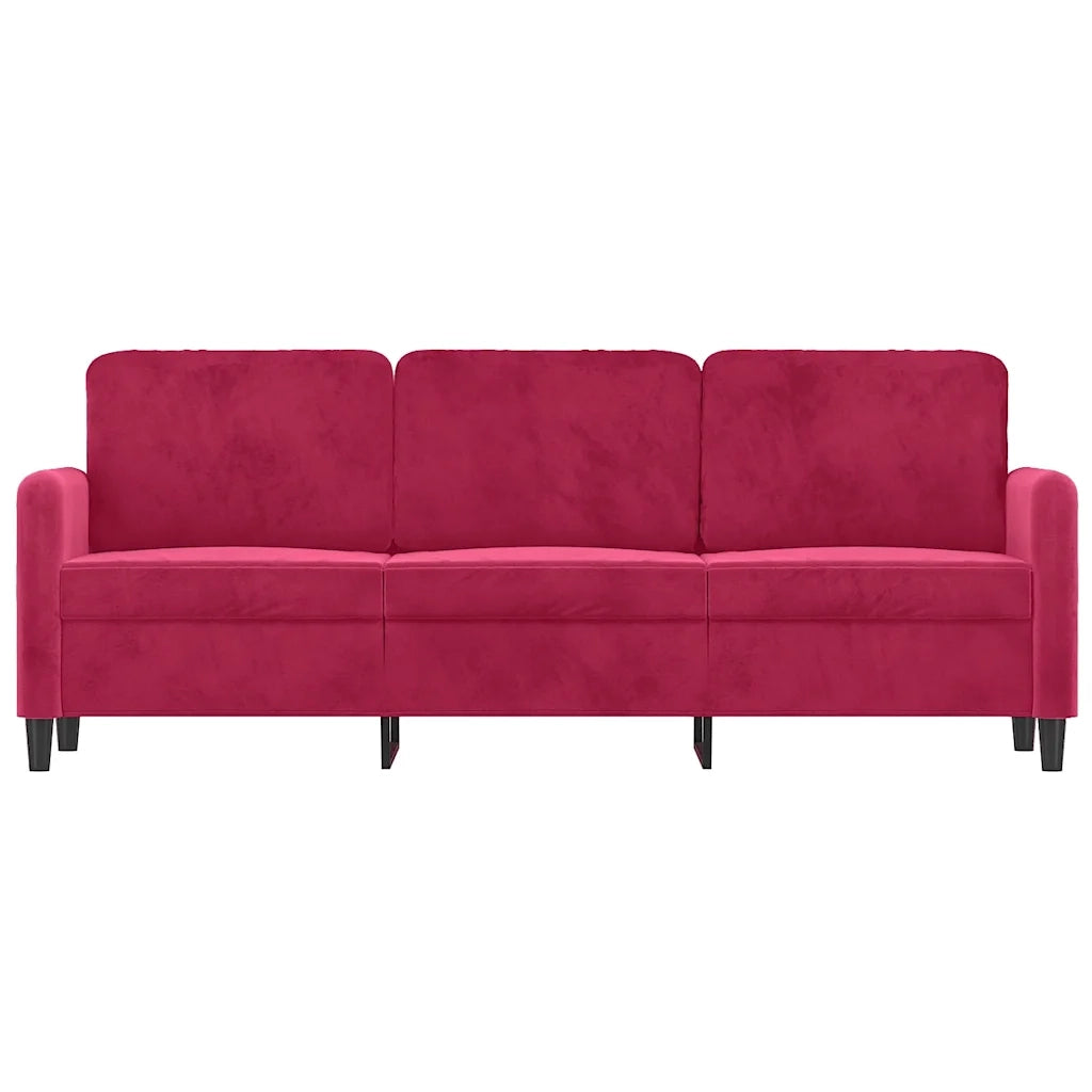 Divano a 3 Posti Rosso Vino 180 cm in Velluto 359456