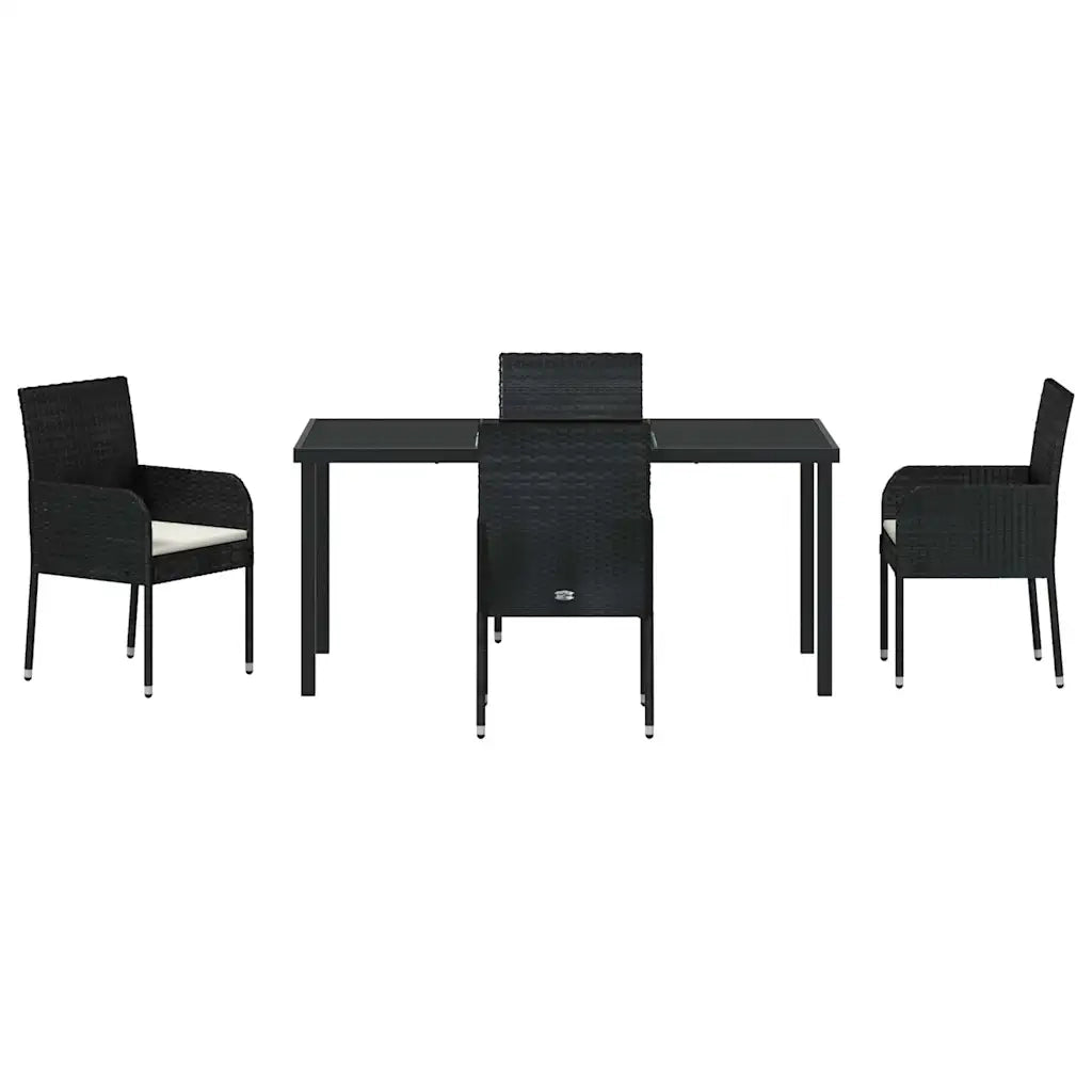 Set da Pranzo per Giardino con cuscino 5 pcs Nero polyrattan 3380102
