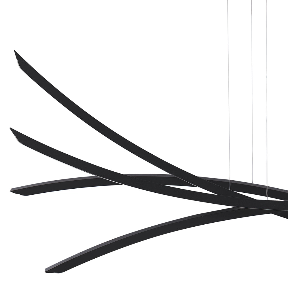 Lampada a sospensione in ferro Nero 4 luci a LED integrate novità ondulate illuminazione moderna a sospensione