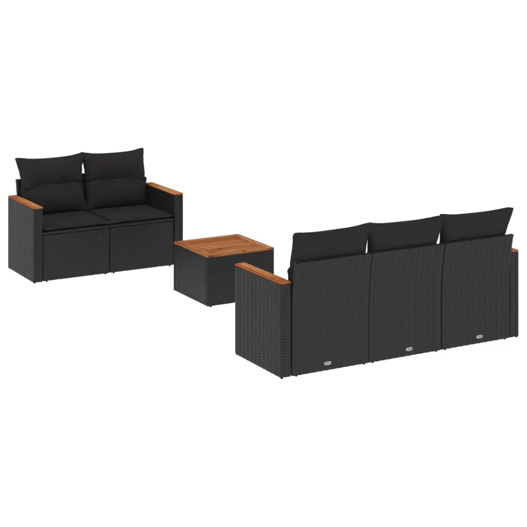 Set Divano da Giardino 6 pz con Cuscini Nero in Polyrattancod mxl 89040