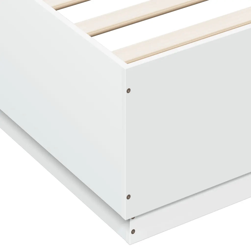 Letto matrimoniale | Letto per adulti | Giroletto con Luci LED Bianco 200x200 cm in Legno Multistrato