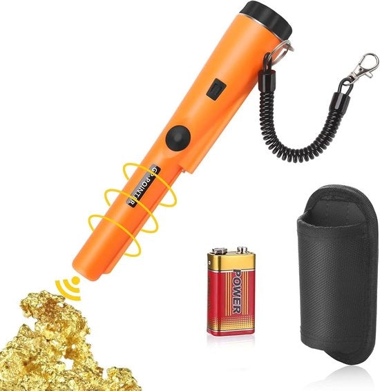 Metalldetector Portatile 360° Scansione IP66 Resistente all'Acqua - Indicatore/Altoparlante LED - Batteria 9V - per la Caccia a Monete d'Oro, Reperti e Gioielli