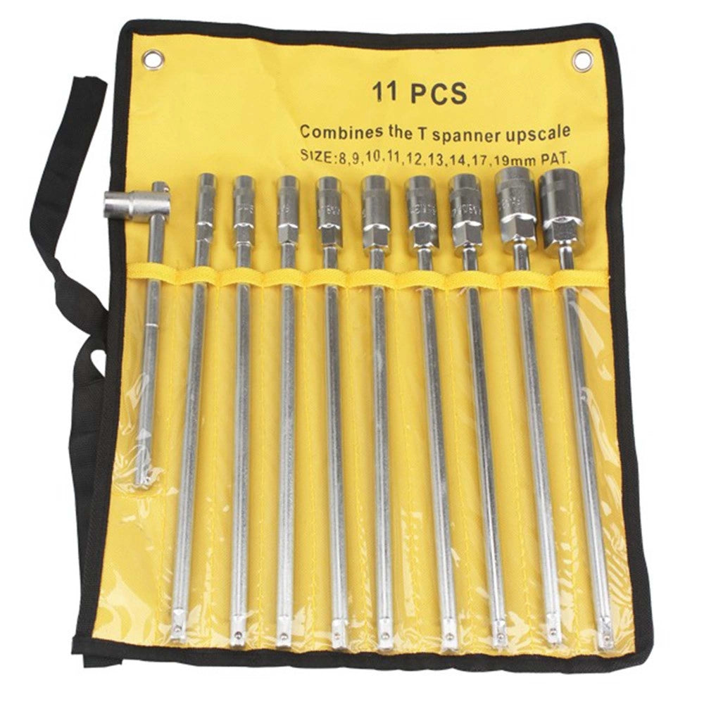 Trade Shop - Set Chiavi A Bussola A T Con Impugnatura Extra Lunga 8 9 10 11 12 13 14 17 19 Mm -