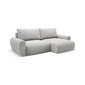 Paullo, Divano Letto con Penisola Contenitore, 253x153 cm Grigio