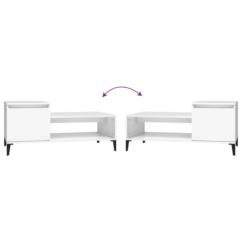 Tavolino da Salotto Bianco 100x50x45 cm in Legno Multistrato cod mxl 26109