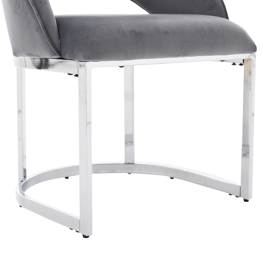 Set di 2 sedie da pranzo in velluto grigio con gambe in metallo argentato, design moderno, montaggio semplice