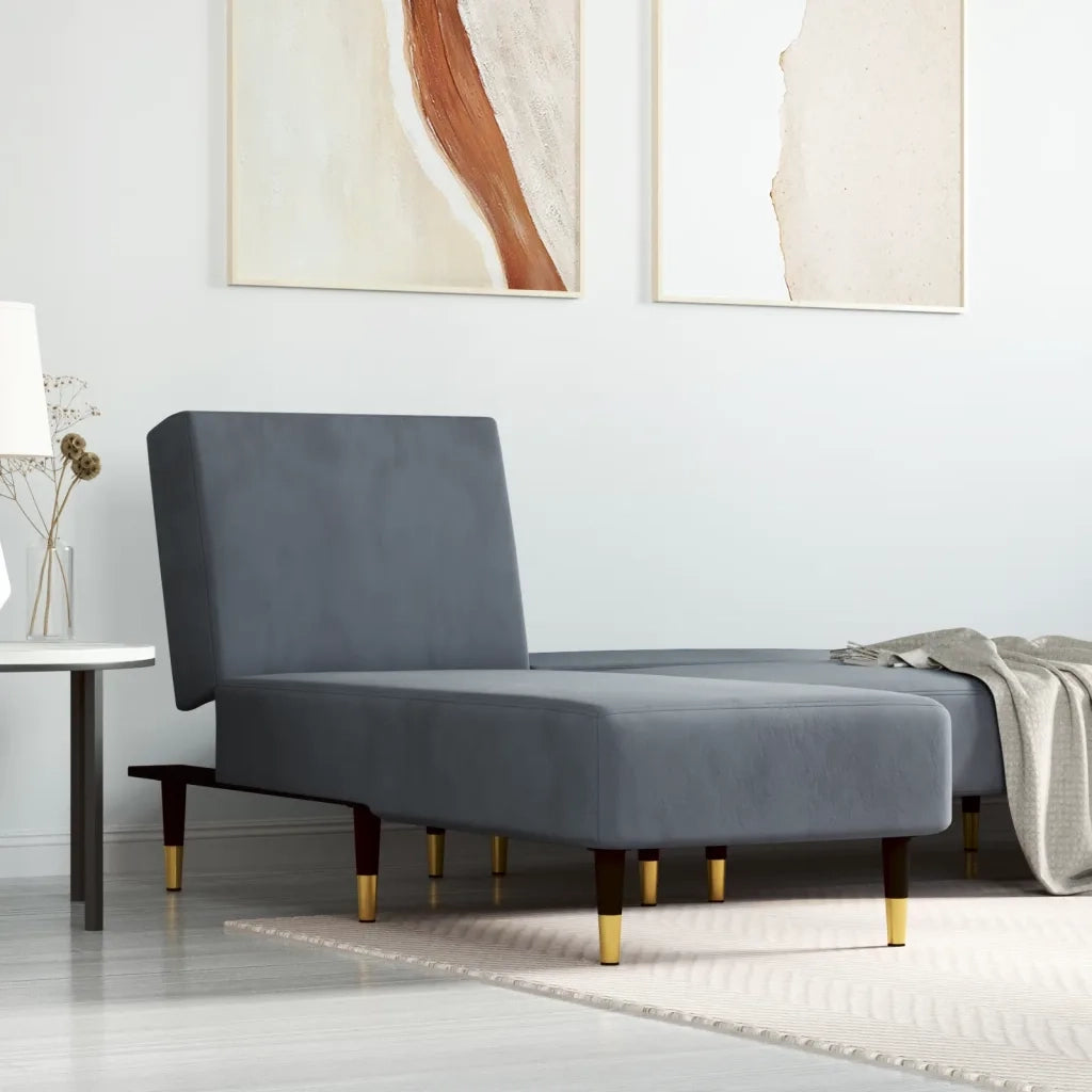 Chaise Longue in Velluto Grigio Scurocod mxl 118589