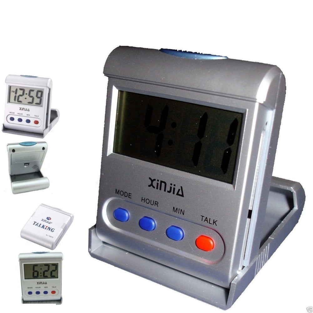 Trade Shop - Orologio Sveglia Da Tavolo Vivavoce Digitale Display Lcd Allarme Sonoro -
