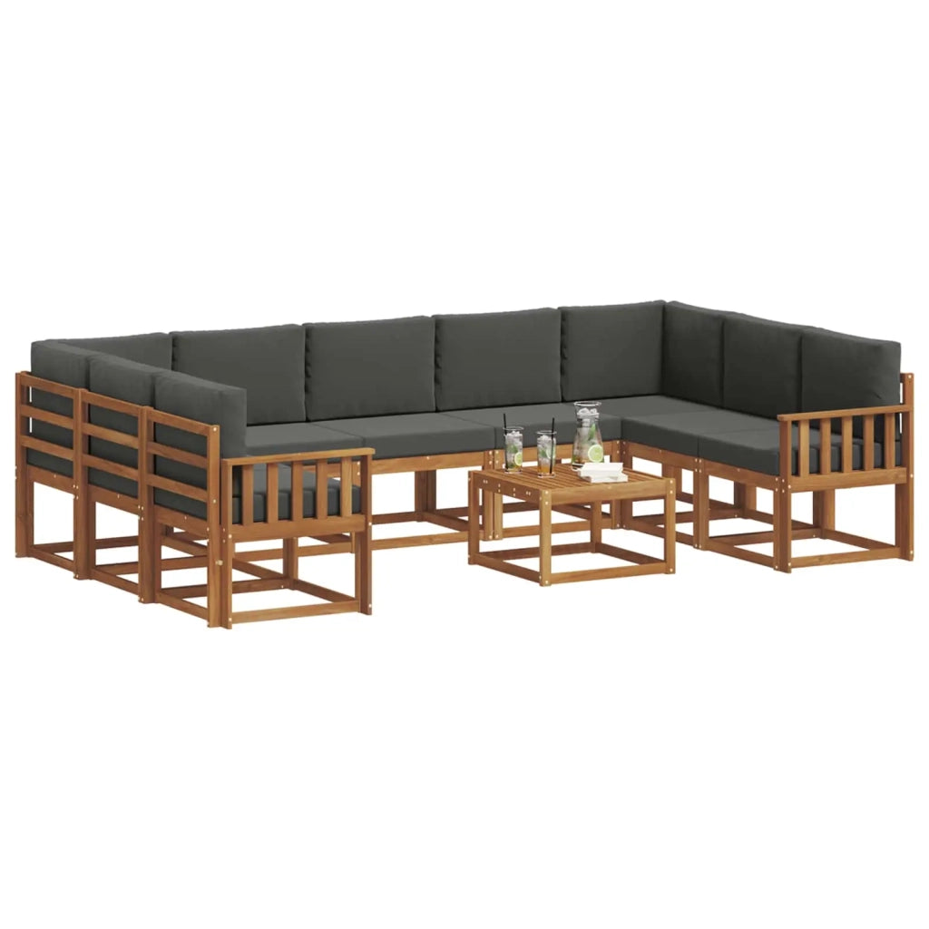 Set di divani da esterno 10 pcs Naturale e Antracite 3367015