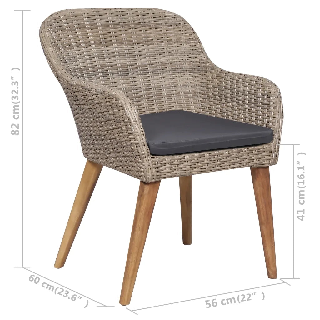 Sedie da giardino con Cuscini 2 pz | Sedie da Esterno in Polyrattan Marrone