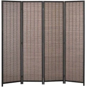 Paravento in Legno, Separatore di Ambienti Pieghevole da 4 Pannelli, 180 x 180 cm, Marrone