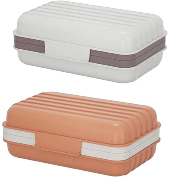 Due pezzi - Contenitore di sapone - Sapone contenitore - Sapone contenitore con coperchio - Sacchetto di sapone trasportabile - Accessori per la doccia - Formato di viaggio per articoli igienici - per vacanza e viaggi - 12*7.6*5cm - bianco,arancione - PP