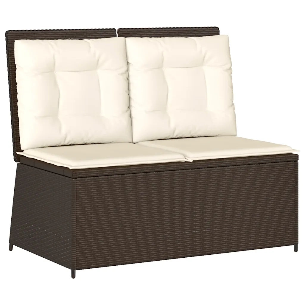 Panca Reclinabile da Giardino con Cuscini-Sgabello-Sedia da esterno Marrone in Polyrattan 573834