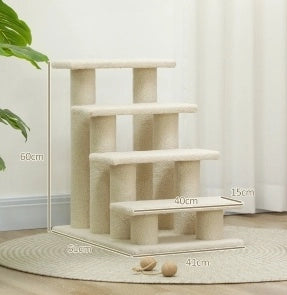 Scala a 4 gradini per animali con rivestimento in peluche