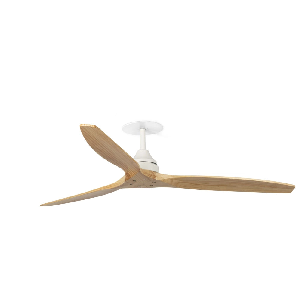 FARO Ventilatore da soffitto a incasso in Acciaio Bianco Opaco con pale effetto pino, motore DC 6 velocità, funzione inversa, per soffitti inclinati ALO Recess FARO-33728DCR