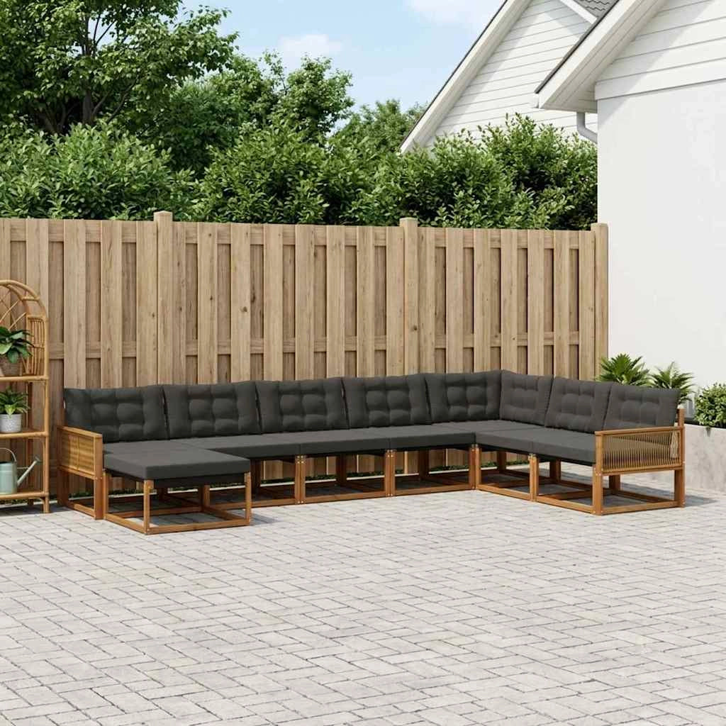 Set di divani da esterno 8 pz Naturale e Nero 3381620