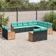 Set Divani da Giardino 12 pz con Cuscini Nero in Polyrattan 3228192