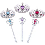 Trade Shop - Set 2 Pezzi Corona Coroncina Scettro Principessa Costume Cosplay Carnevale -
