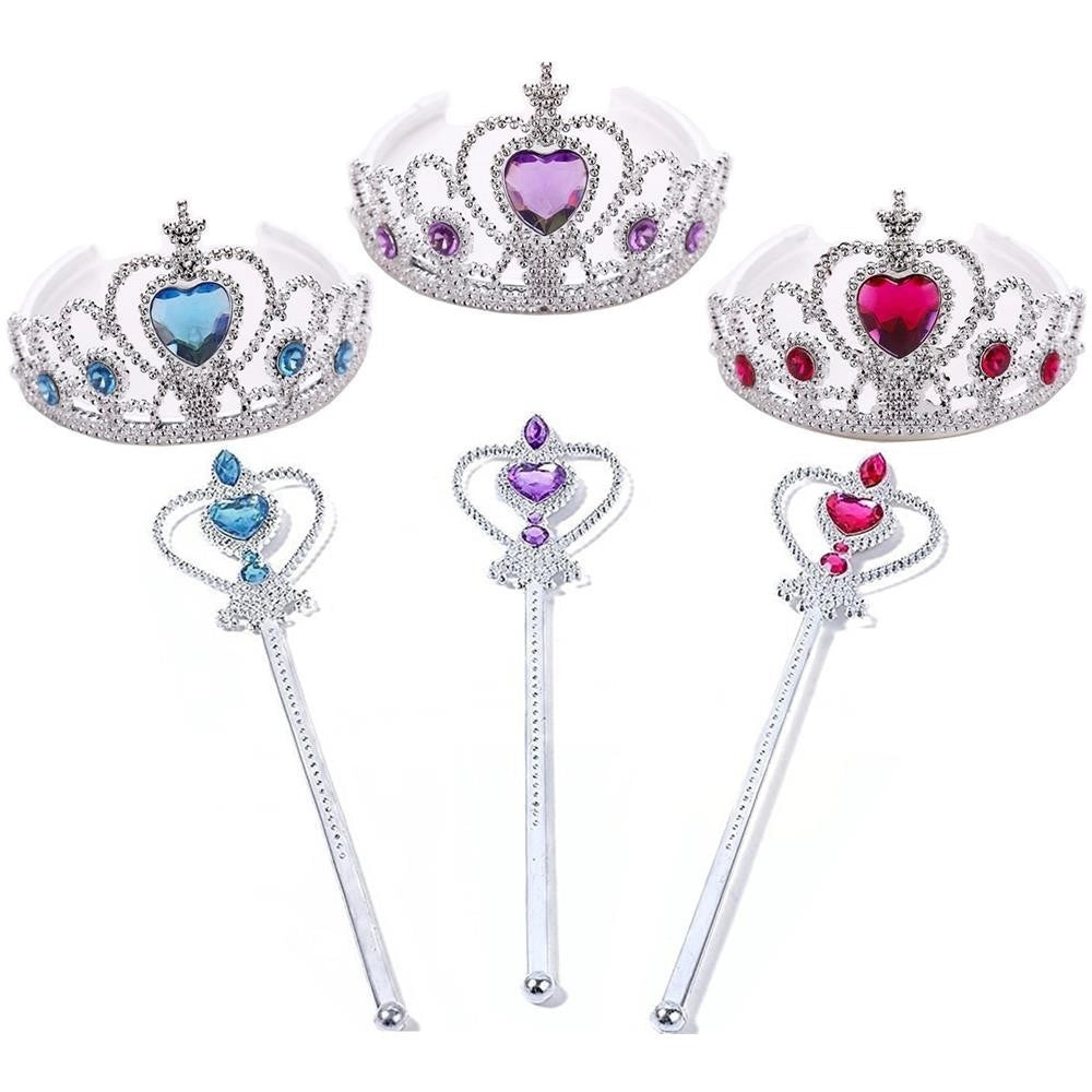 Trade Shop - Set 2 Pezzi Corona Coroncina Scettro Principessa Costume Cosplay Carnevale -