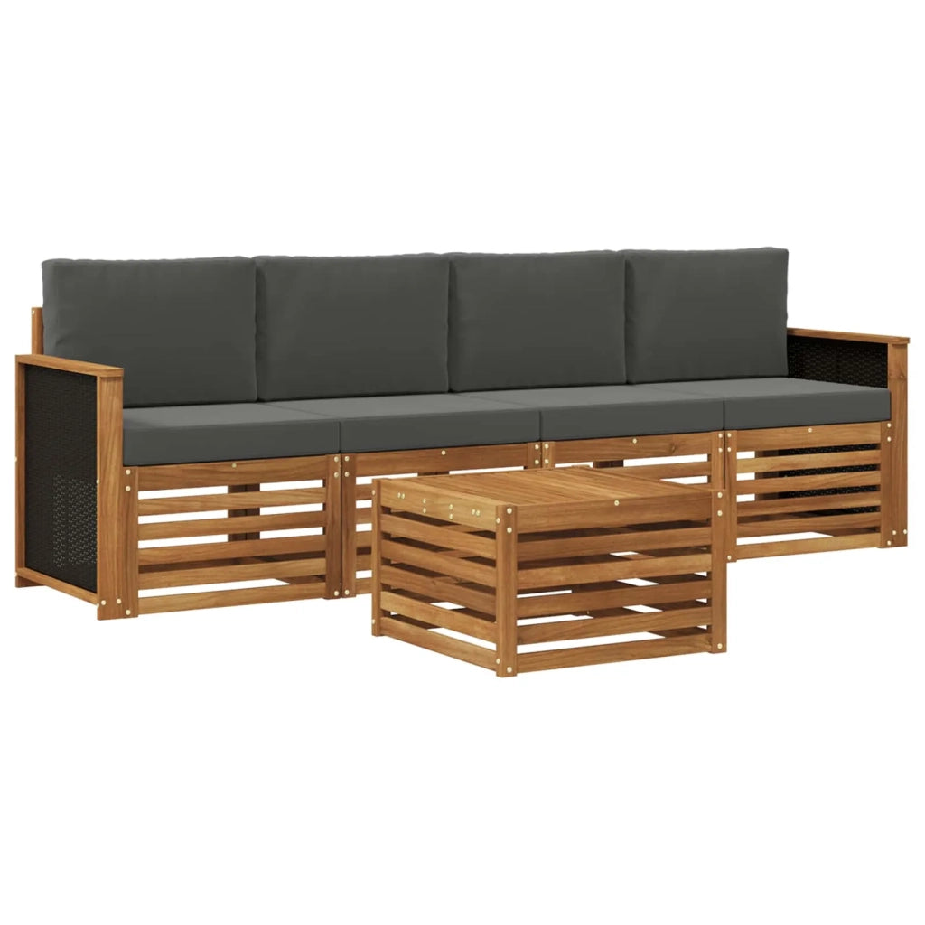 Set di divani da esterno 5 pz Naturale e Antracite 3383983