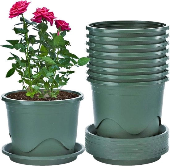 Pentola per piante in plastica 19 cm - vas da fiore spesso con controllo radice - contenitore per semi e piantine - contenitore decorativo per piante da giardino - contenitore per piante da interni ed esterni per bonsai - verde