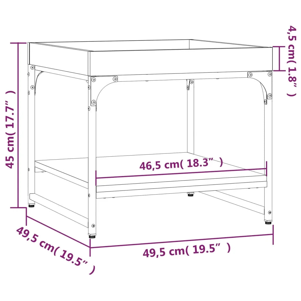 Tavolino Salotto Rovere Fumo 49,5x49,5x45 cm Legno Multistrato 832810