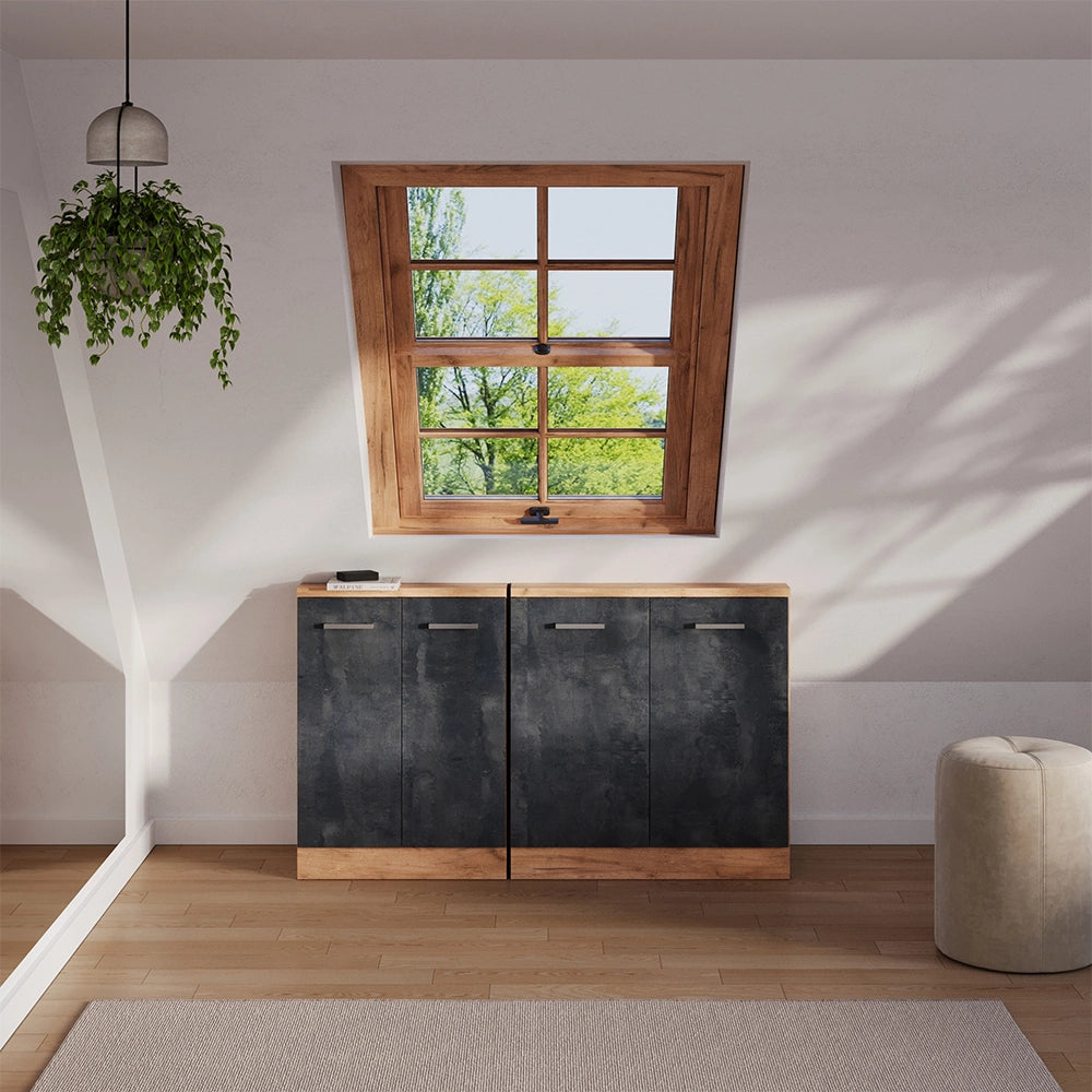 Set di mobili sottotetto Rion Calce nera/Rovere dorato Set di 2 Vicco