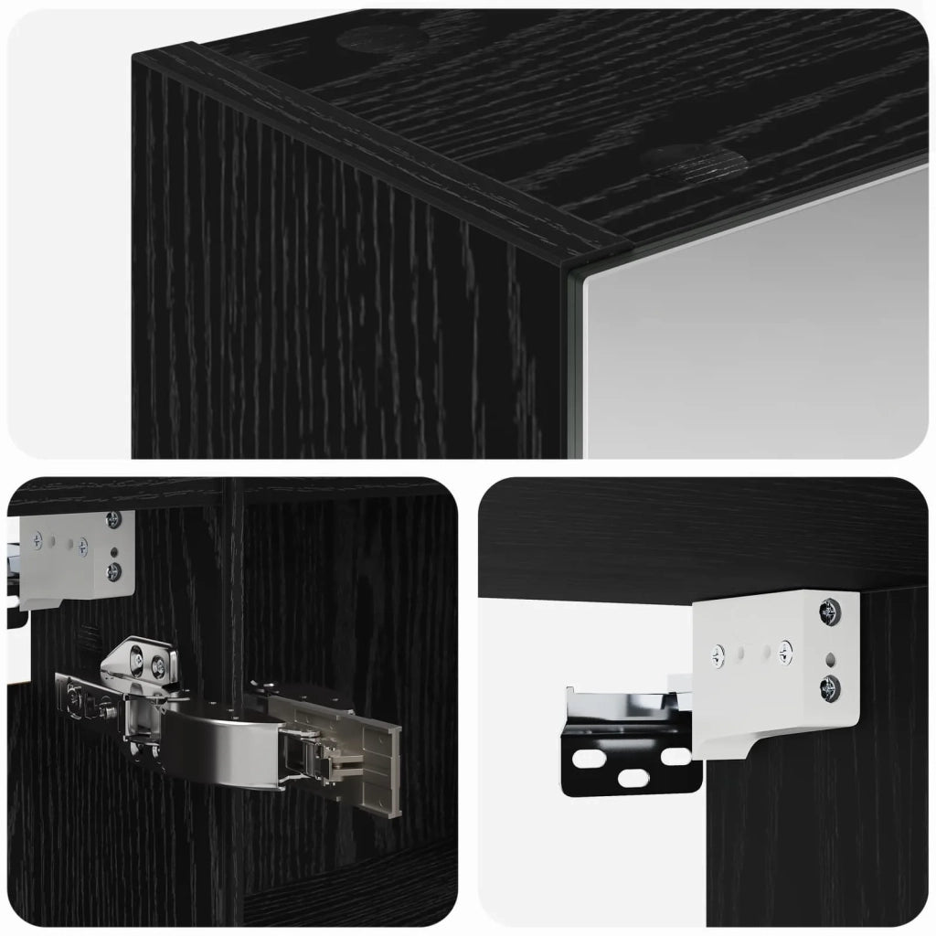 Mobiletto per specchio da bagno Rovere Nero 100 x 14,5 x 70 cm