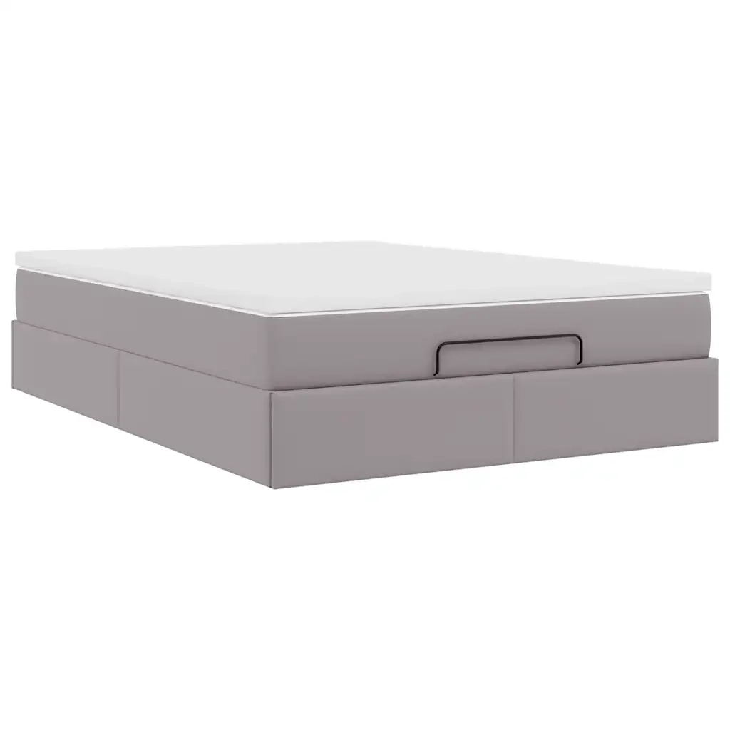 Struttura Letto Pouf con Materasso Grigio 140x190 cm Similpelle 3311039