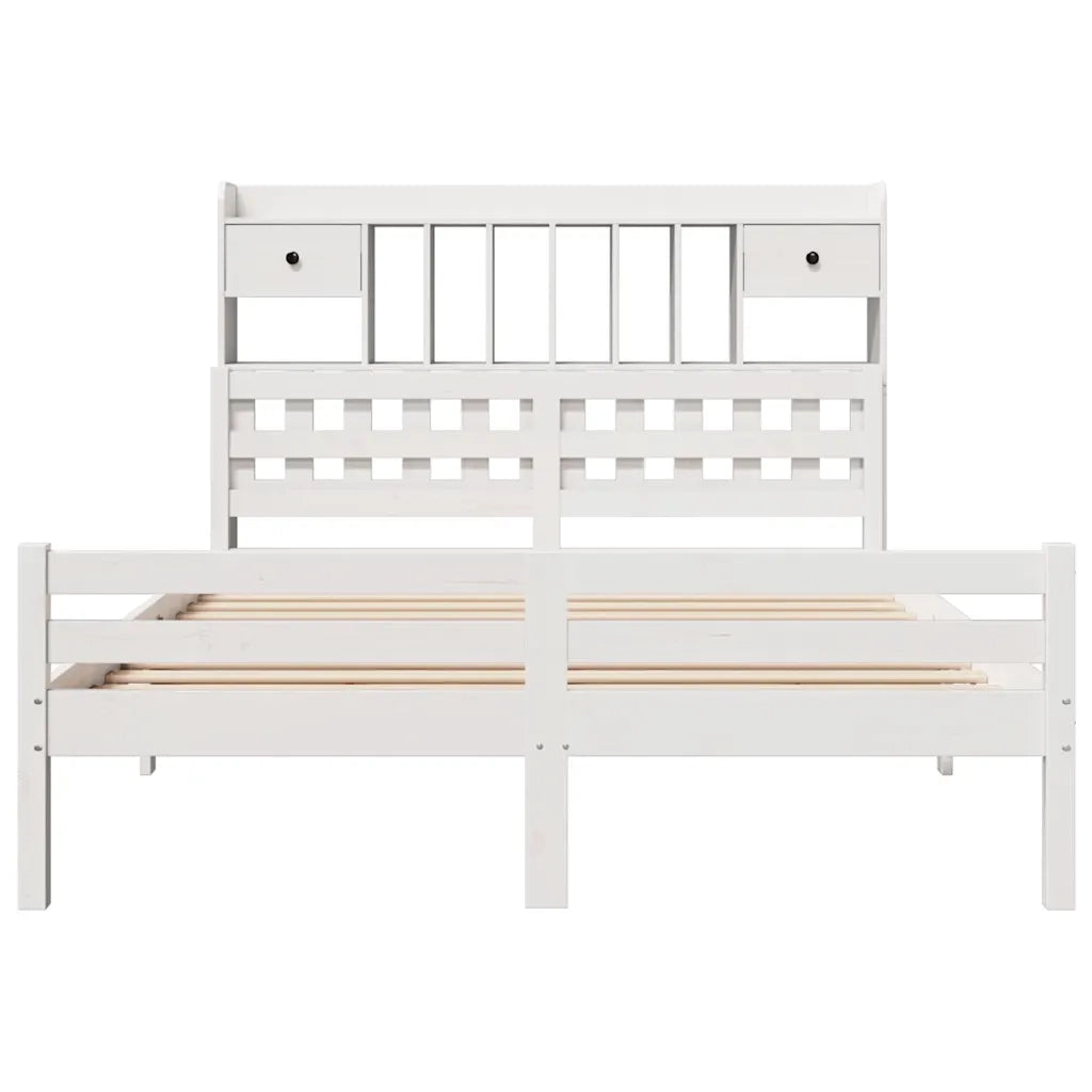 Letto Libreria senza Materasso Bianco 140x200 cm Legno di Pino 3322264