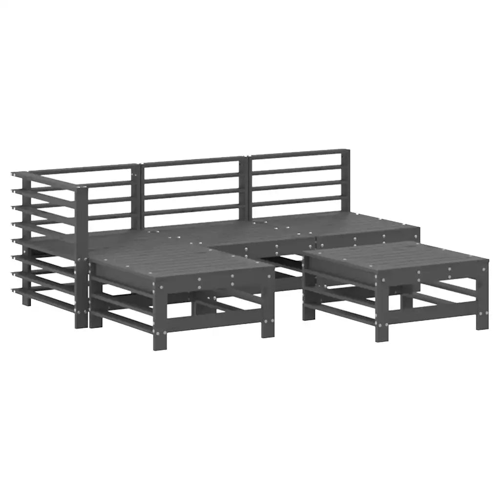 Set Divani da Giardino 5pz con Cuscini in Legno Massello Grigio 3186069