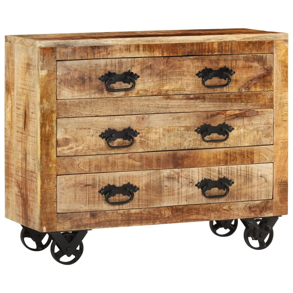 Credenza con 3 Cassetti-Buffet-Armadio da cucina 80x30x65 cm Legno Grezzo Massello Mango