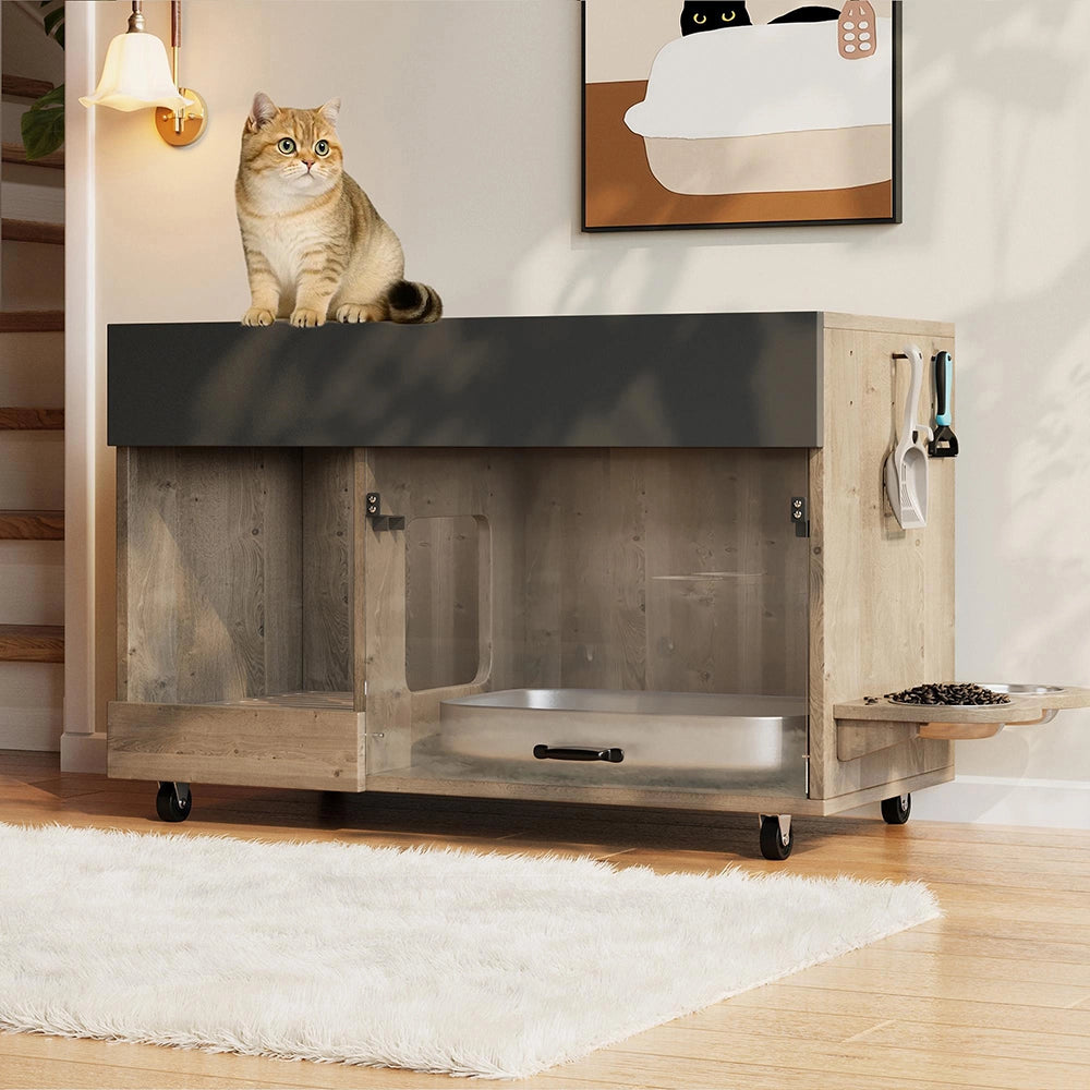Armadio lettiera gatti - Xylo - 100x45x67cm grigio antico