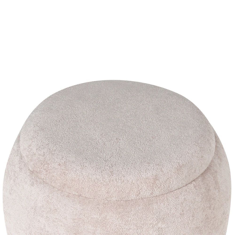 Pouf beige chiaro rivestito in bouclé con contenitore Accessorio Soggiorno Camera da letto