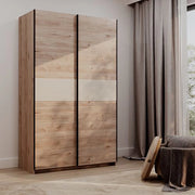 Armadio Camera da Letto Maba, Guardaroba 2 Ante 2 Ripiani, 120x204h cm Marrone Rovere